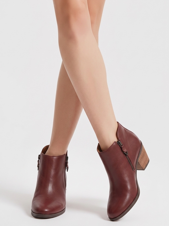 Vionic Shoes - Vionic Cecily Leather Ankle Boots Women's 7.5 Cognac Brown Side Zips